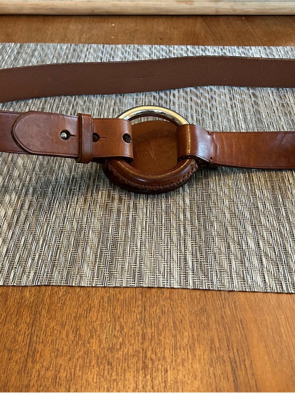 Ralph Lauren Tan Leather Belt with Silver Circular Buckle 🤩🥳 🔥😻. Used - Picture 5 of 9
